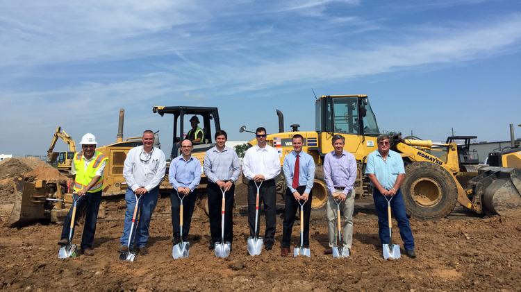 Houston-based Vigavi Realty broke ground on a 22,500-square-foot, crane-ready industrial building at West Ten Industrial Park in Katy. From left, Julio Gaviria of Slack &amp; Co., Ron Kohlenberger of Vigavi Realty, Luis Garza of Vigavi Realty, Christopher Jousan of Jones &amp; Carter, Darren Willis of Jones &amp; Carter, Brett Walker of Parkside Capital, Holden Rushing of NAI Partners, and Troy Lovett of Vigavi Realty