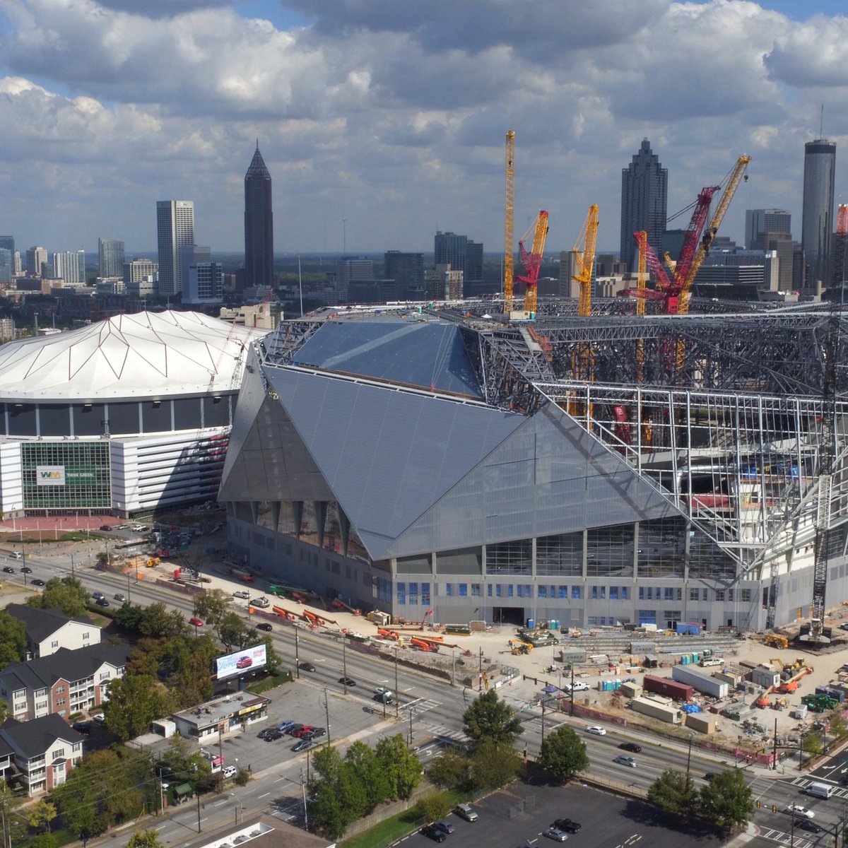 Construction of Mercedes-Benz Stadium on Schedule - Football Stadium Digest