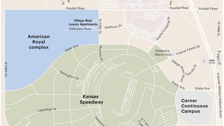 This map shows generally where the proposed American Royal Association complex will be, just northwest of the Kansas Speedway.