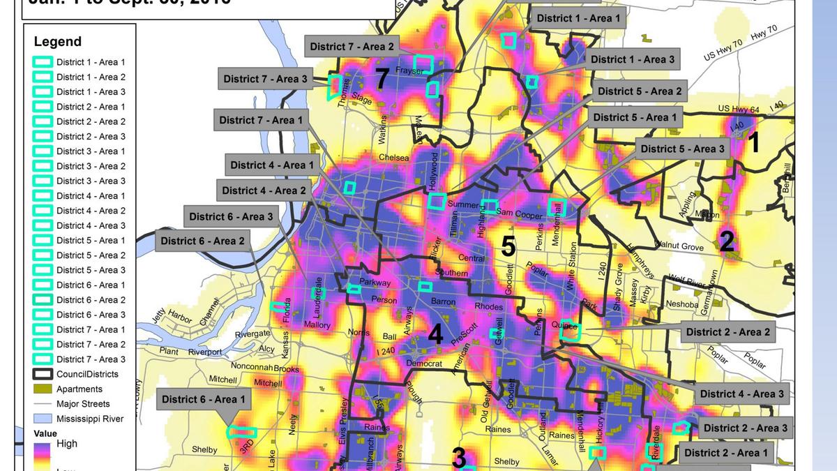 Memphis crime "hot spots" consistent over three years - Memphis 