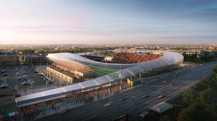 Foundry St Louis Leader Dan Cordes Says Group Will Pay 80 Million Sc Stl Aerial View To West Of Stadium Front Door At Market And Union Station Credit