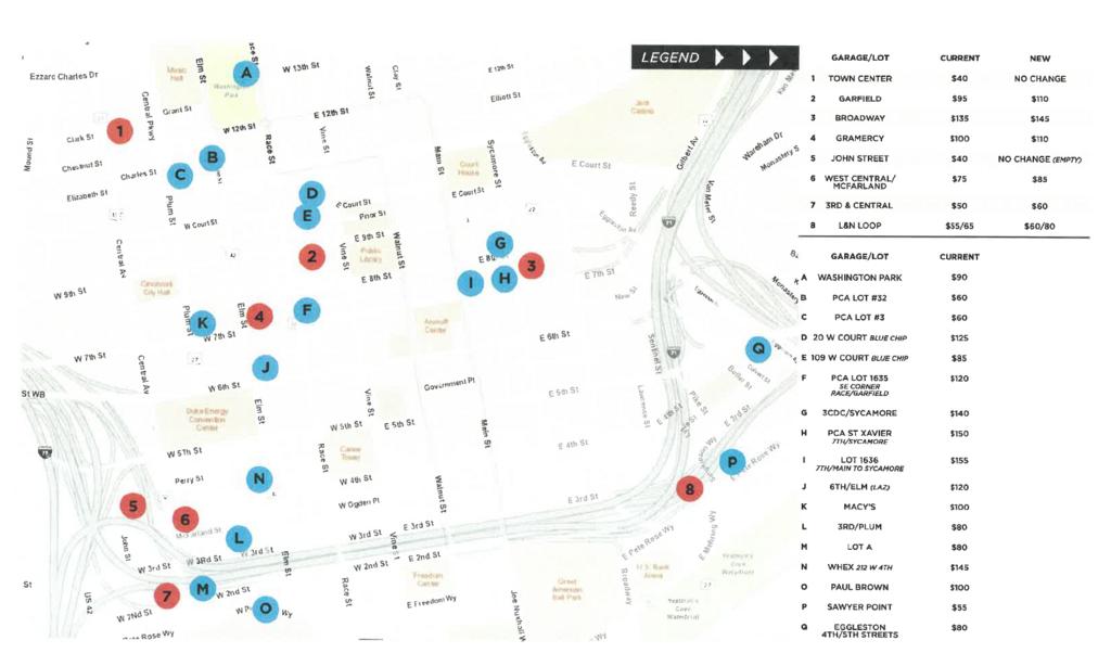 Rates at Cincinnati-owned parking garages downtown are going up: CHART