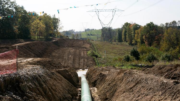 A natural gas pipeline in Belmont County, Ohio.