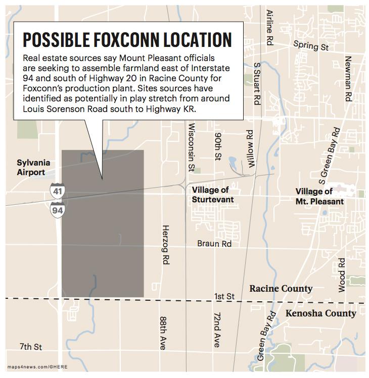 Foxconn still considering multiple sites in area - Milwaukee Business ...