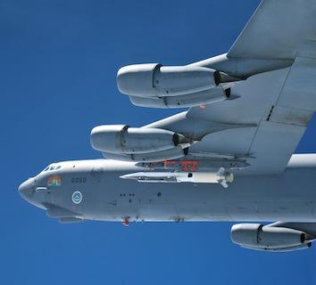 A B-52 bomber carries a scramjet test vehicle in May. Raytheon is now working on a scramjet cruise missile that might fly Mach 5.