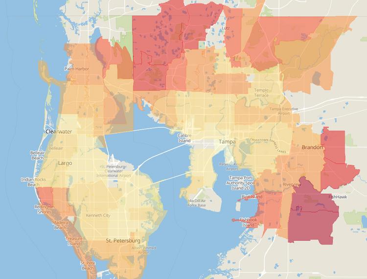 Tampa Bay Zip Code Map Tampa's Commute Gets Better Despite Congestion Getting Worse - Tampa Bay  Business Journal
