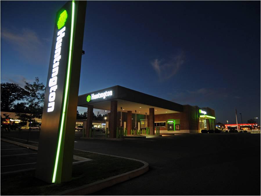 Huntington National Bank and Advantage Bank branches overlap in several