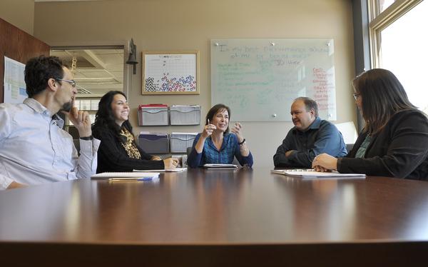 Executive Search Associates left to right, Jeda McKenney, recruiting specialist; Coreena Munsinger, research and data support specialist; Heather Looney, client solutions manager; Doug Looney, president and CEO and Tish Limpin, client solutions manager.