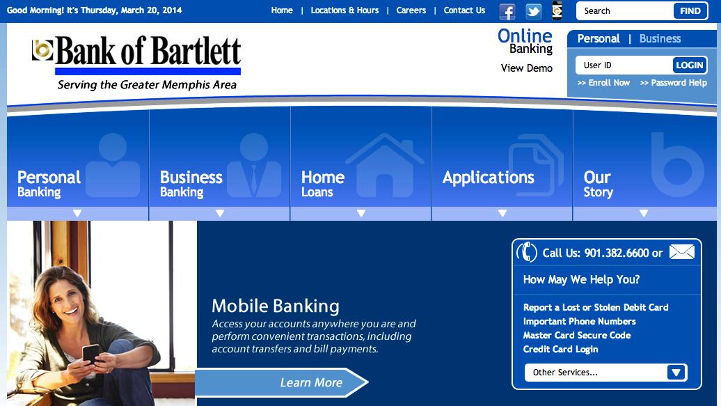 Bank of Bartlett launches new website Memphis Business Journal