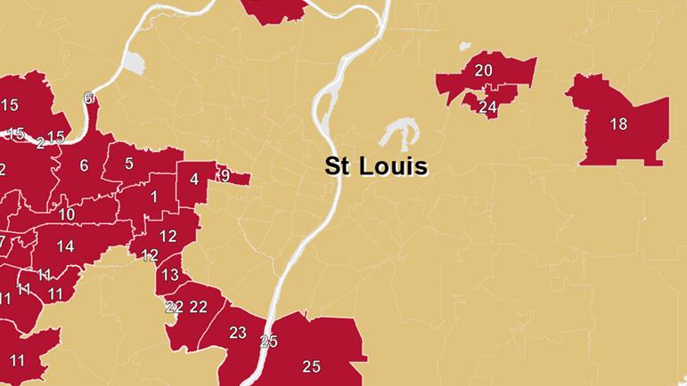 Where do millionaires live in St. Louis?