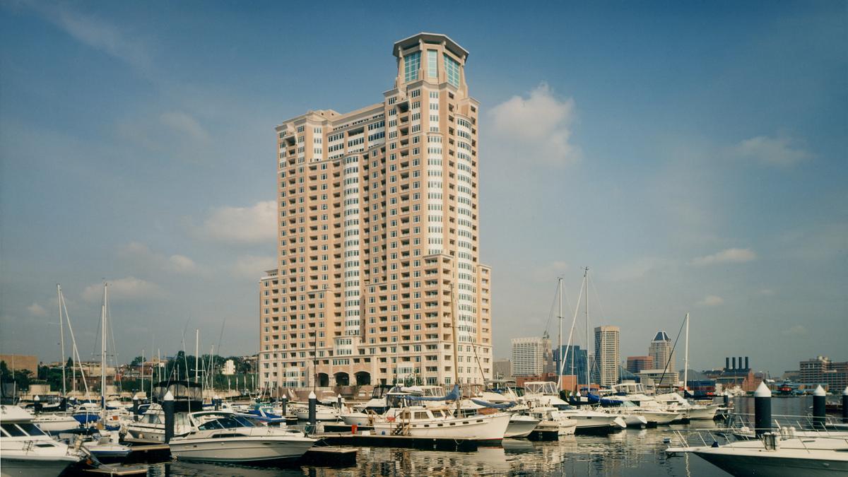 A Baltimore condo tower has installed an LED display for light shows