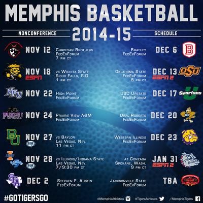University of Memphis Tigers announce non-conference basketball schedule - Memphis Business Journal