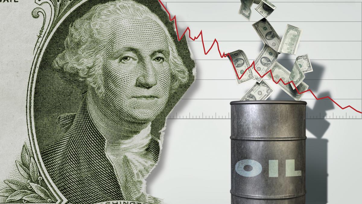 West Texas Intermediate crude oil prices drop below 38, Brent drops