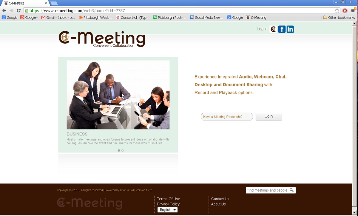 Chorus Call launches CMeeting; Concertoh for enterprise Pittsburgh