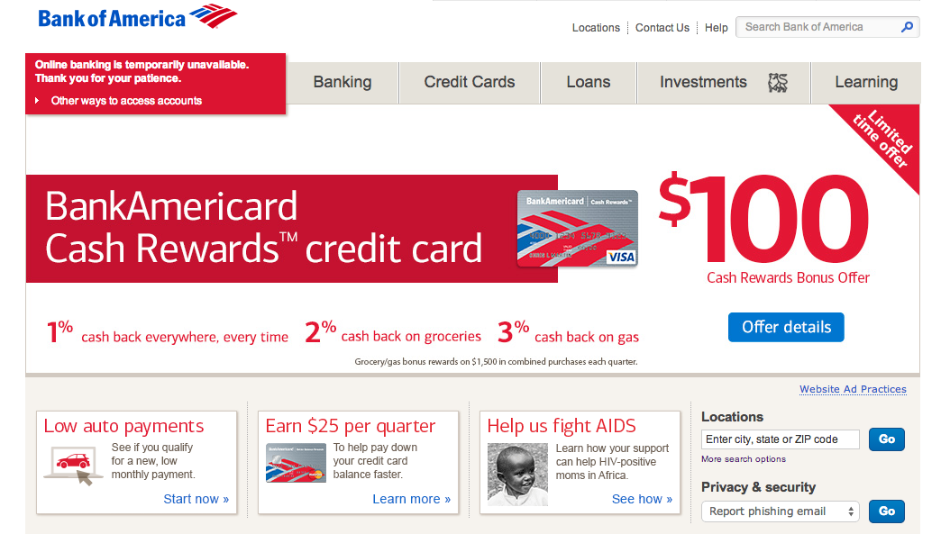 Bank Of America Mobile And Online Banking Unavailable For Some