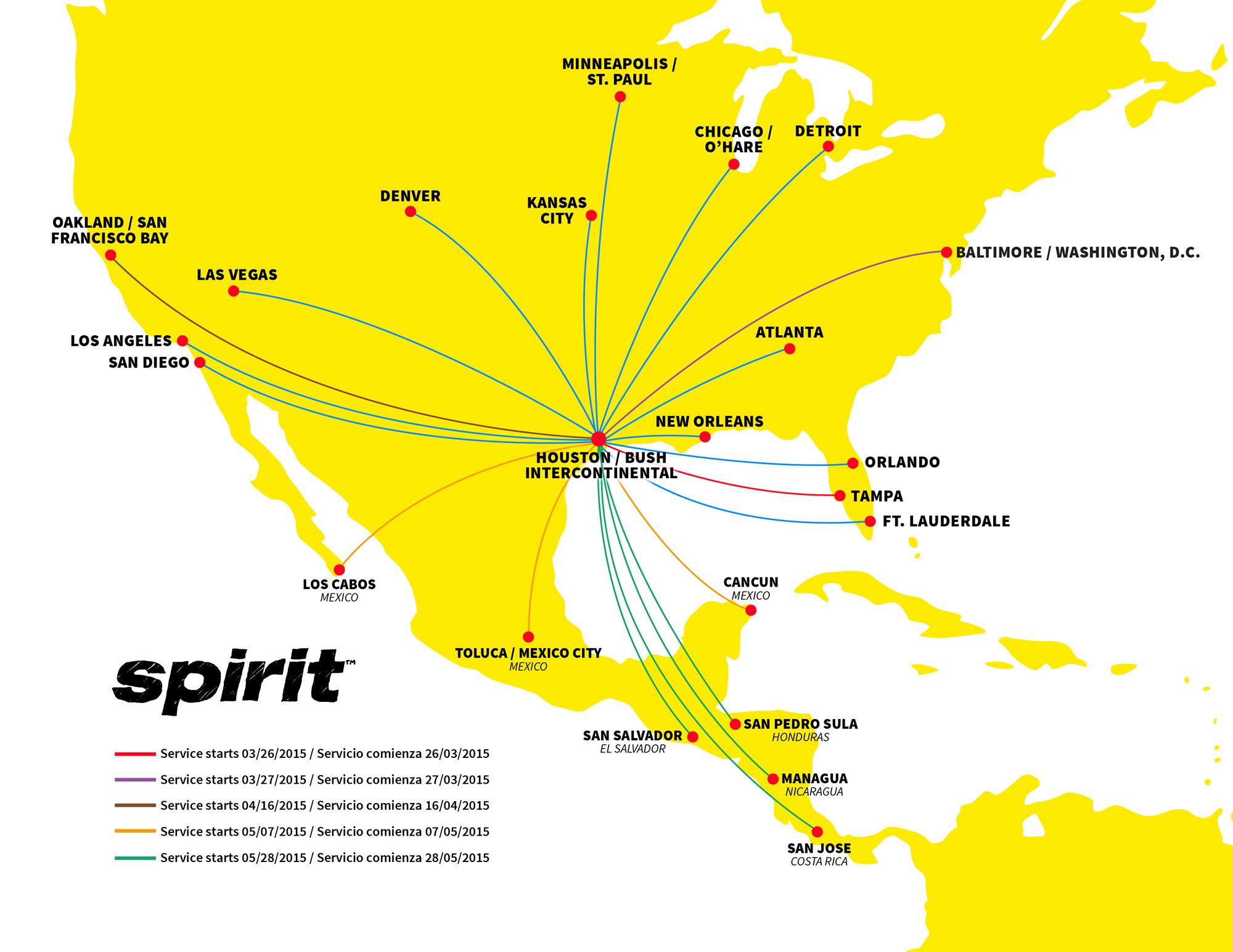 Spirit Airlines to add 10 destinations from Houston s George Bush