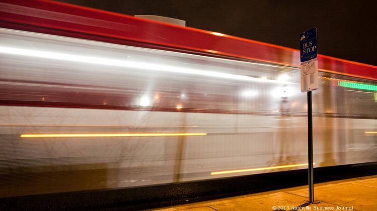 A Nashville Metro Transit Authority bus travels along West End Avenue.