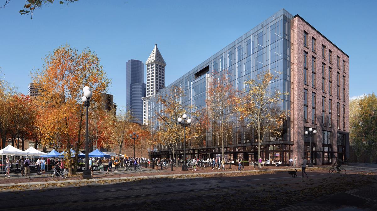 Work underway on Weyerhaeuser's glassy new Seattle headquarters Puget