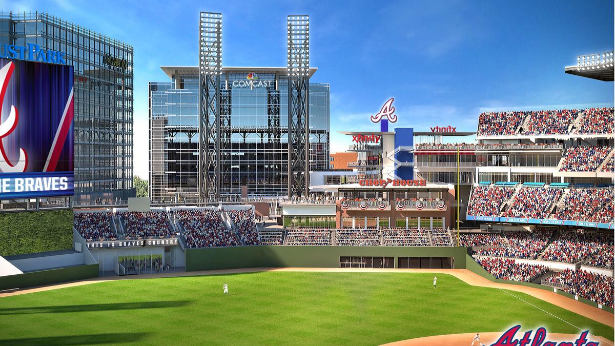 Developer tops out building near Braves stadium