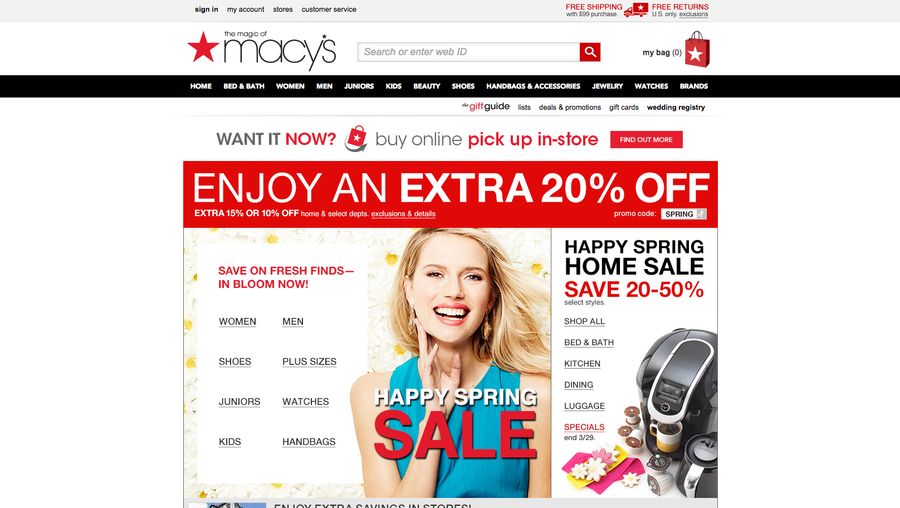 Department store Macy's now offers sameday delivery in Dallas Dallas