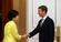 Facebook CEO Mark Zuckerberg shakes hands with South Korean President Park Geun Hye on Tuesday. Park and Zuckerberg discussed ways to realize Park's vision to foster a 
