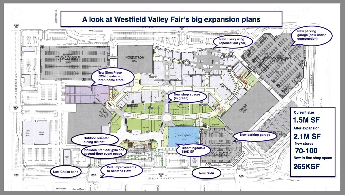 Valley Fair Mall Map Westfield Valley Fair Expansion Plans Feature Bloomingdale's, Pirch, Icon  Showplace Theater, More - Silicon Valley Business Journal