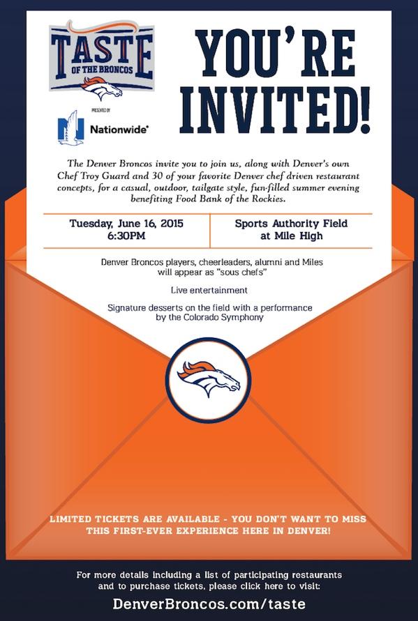 Denver Broncos Sports Party Ticket Style Invites – Sports Invites