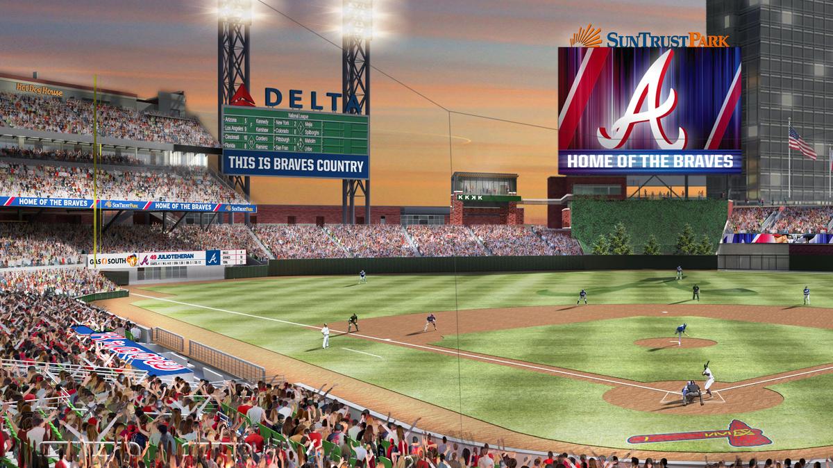 Suntrust Park Atlanta Braves in 2023  Baseball wallpaper, Suntrust park, Baseball  stadium