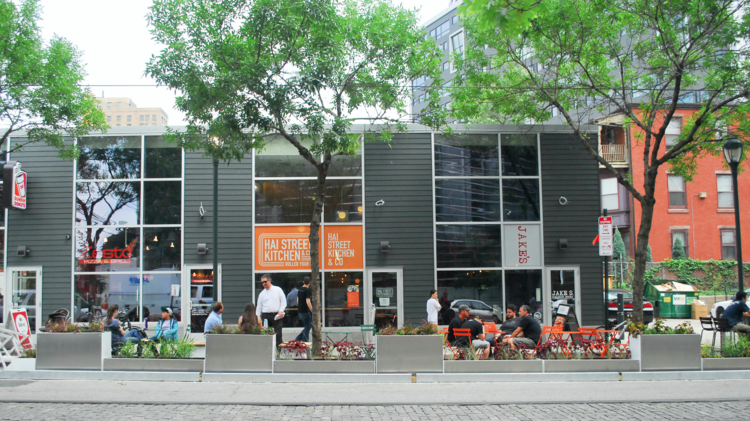 Research by the University City District has found spaces like this 60-foot long parklet can help increase sales to nearby retailers and restaurants.