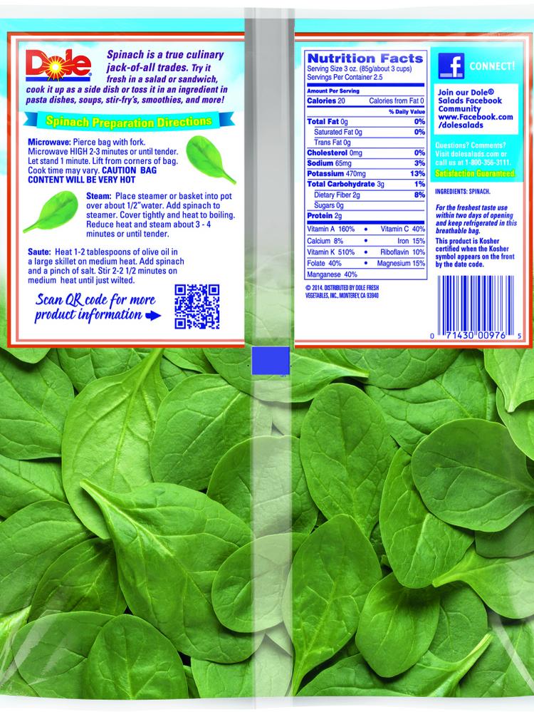 Dole Recalls Bagged Spinach Sold In Massachusetts Over Salmonella Dole Recalled Its Bagged Spinach Salad Over Salmonella Concerns