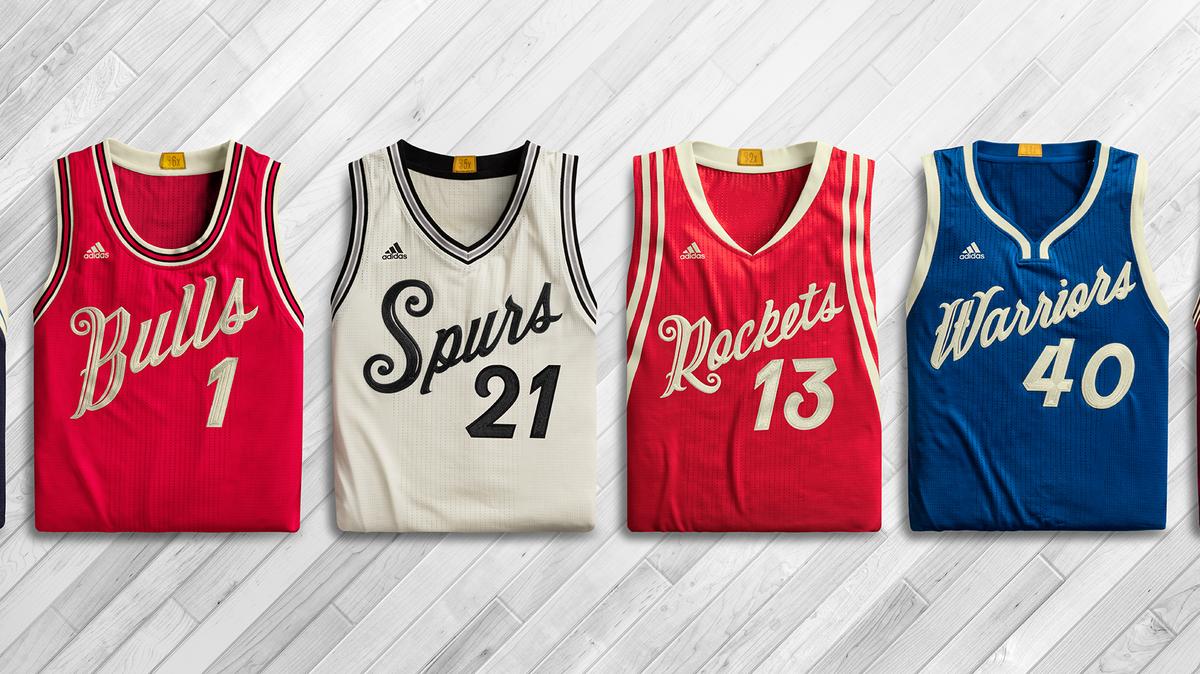 Slideshow of NBA Christmas Day Adidas Big Logo sleeved jerseys