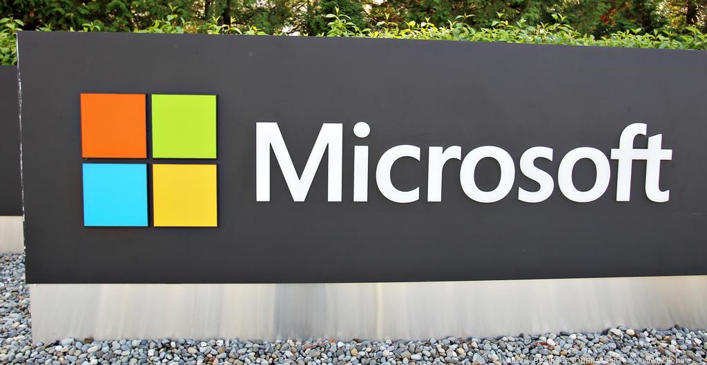 Microsoft sign outside of company headquarters