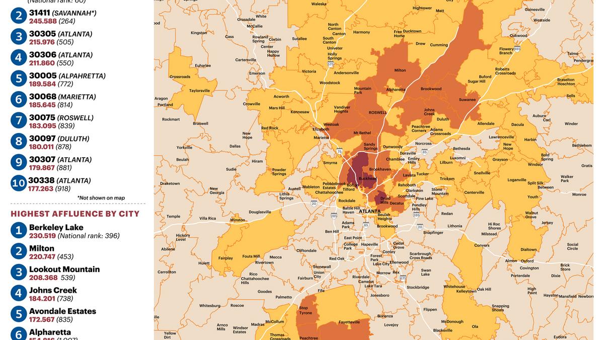 Atlanta Georgia Area Code Map Zip Code 30327 'Epicenter' Of Atlanta Affluence (Slideshow) - Atlanta  Business Chronicle