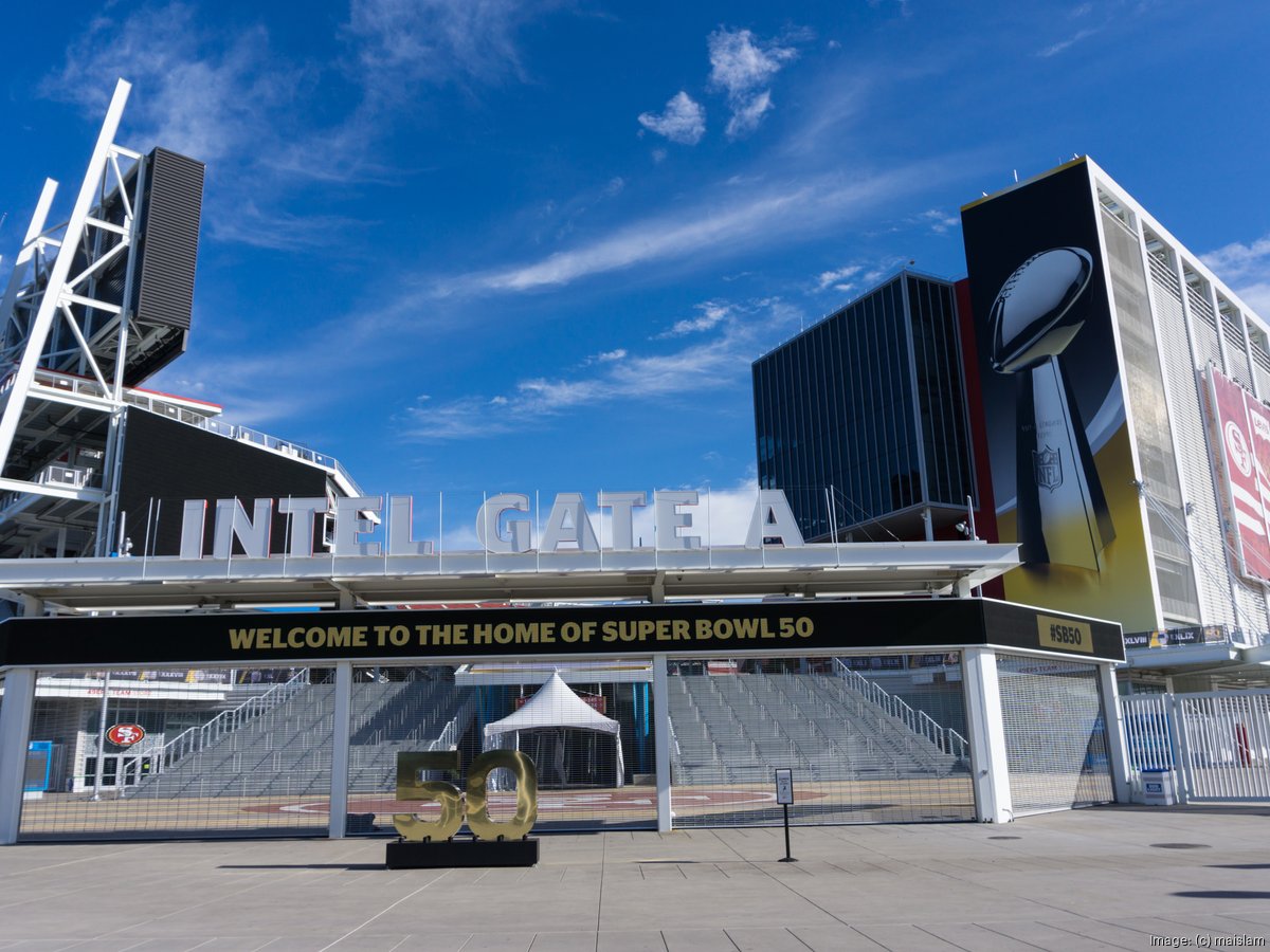 Panthers endzone painted for Super Bowl 50 at Levi's Stadium