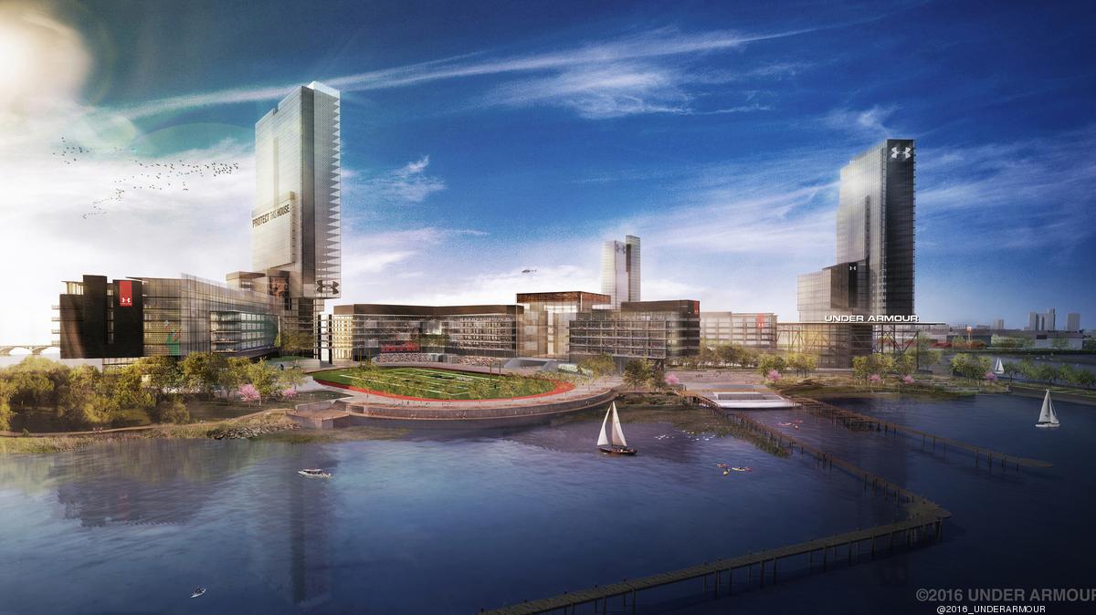 Nat Ik was mijn kleren Spanning Under Armour's planned 50-acre HQ campus includes an athletic stadium, lake  and manufacturing space - Baltimore Business Journal