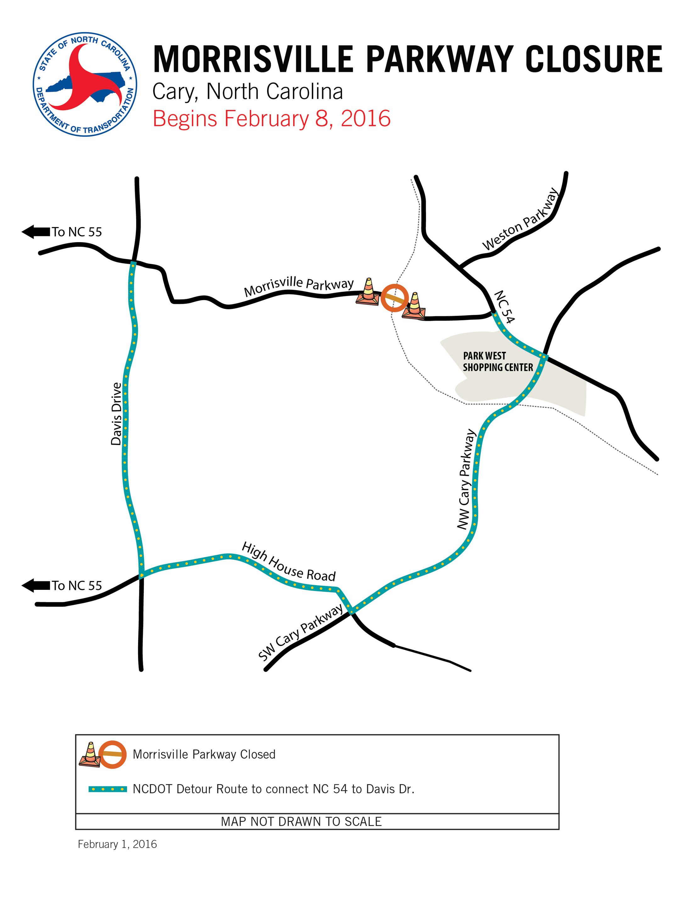 Stretch of Morrisville Parkway closing for six months Triangle