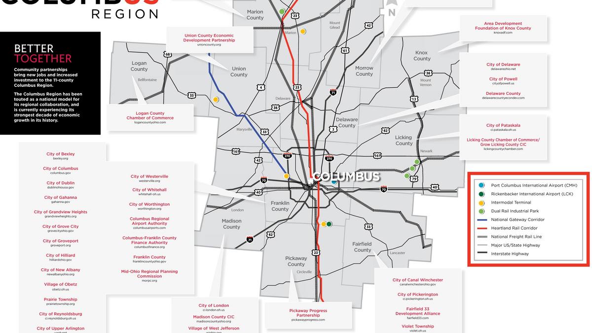 Columbus 2020 The Columbus Region Map Columbus Business First