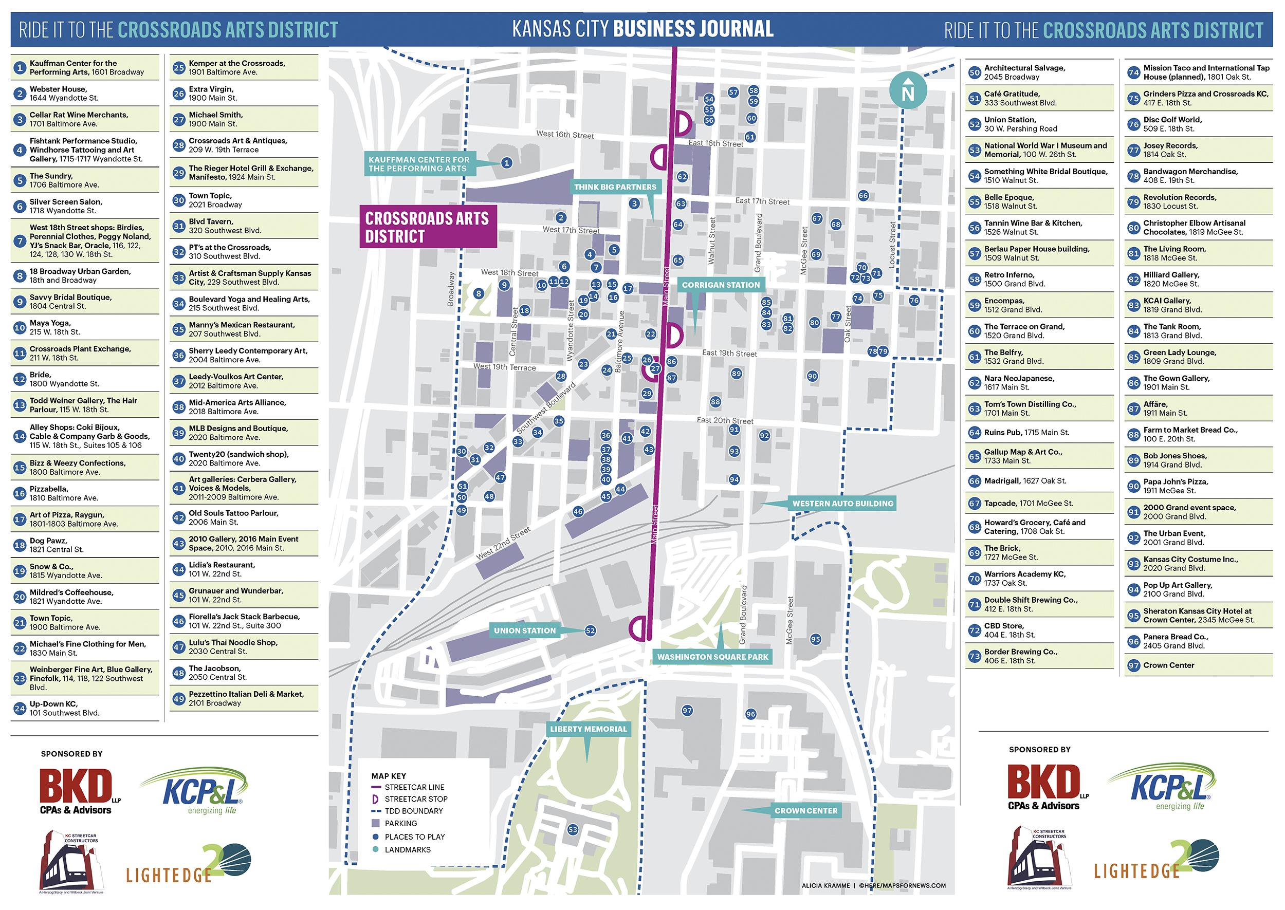 Kansas City Streetcar: Crossroads places to play (map) - Kansas City Business Journal