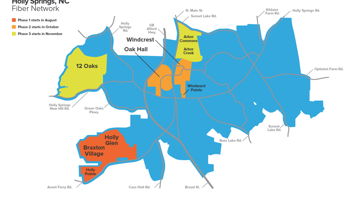 Revealed The Holly Springs neighborhoods targeted for Ting's fiber