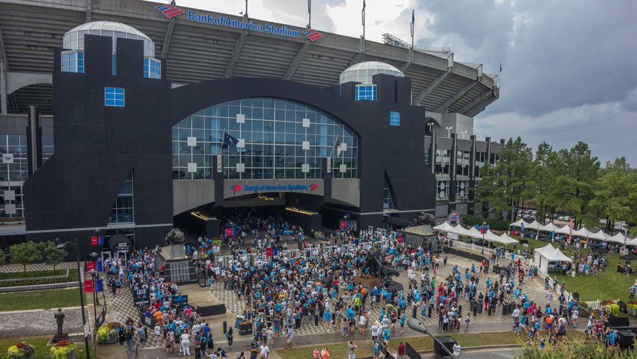 Panthers Fan Fest Bank of America Stadium rain and traffic