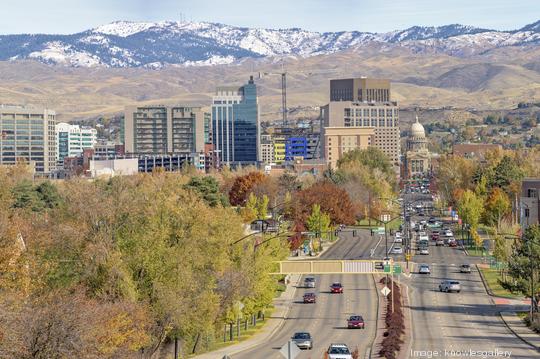 Fall view of Boise Idaho city with capital