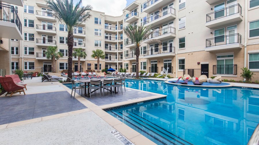 Post at Afton Oaks luxury apartment complex near Houston's Galleria to