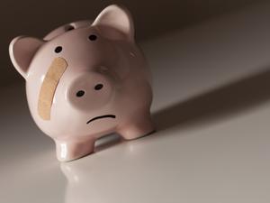 Piggy Bank with Bandage on Face