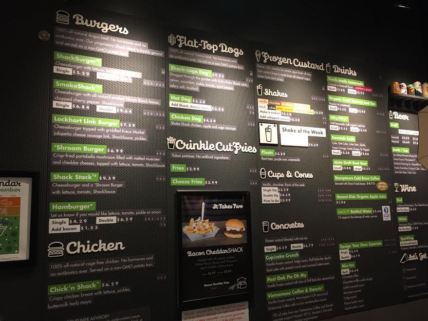 Shake Shack Restaurant Menu, Burgers, Fries, Shakes. LAMINATED 1.9