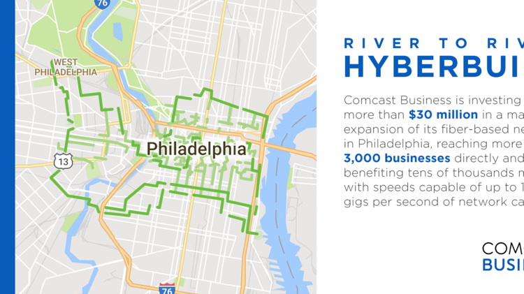 A Map Shows The Full Expansion Of Comcast S Fiber Optic Network For Businesses In Philadelphia