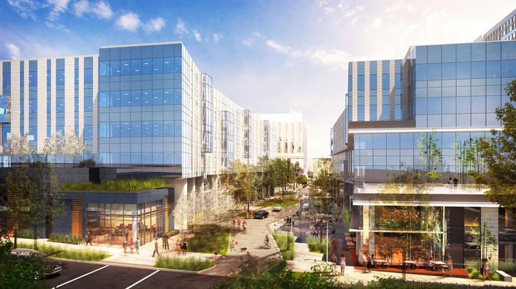 Facebook is leasing these two buildings, called the Arbor Blocks, in South Lake Union. The buildings are on Eighth Avenue North, which will be turned into a meandering street lined with trees.