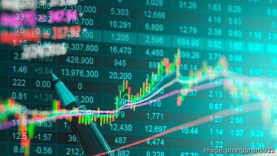 Financial data on a monitor,Stock market data