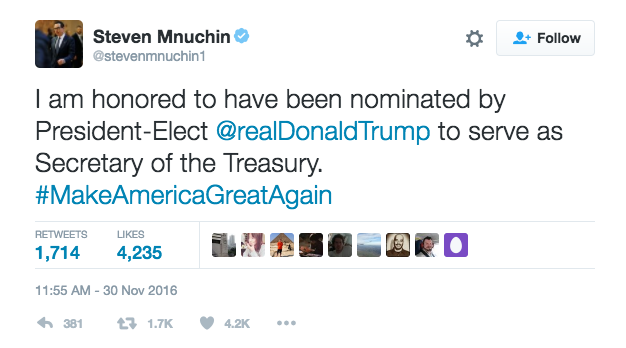 Donald Trump's Cabinet Picks On Twitter - Bizwomen