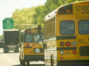 School Buses on a highway