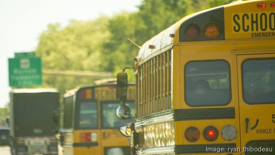 School Buses on a highway